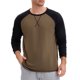 thumbnail image 4 of Camiseta de Hombre de Manga Larga con Bloques de Color Casual Raglán 2XL Marrón Negro, 4 of 6