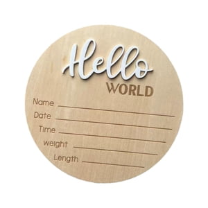 Magideal - Anuncio De Recién Nacido Firma Nacer Nombre De Bebé Plaques Decoración De Guardería Shower Remato De Madera Hello World Para La Decoración De La Blanco