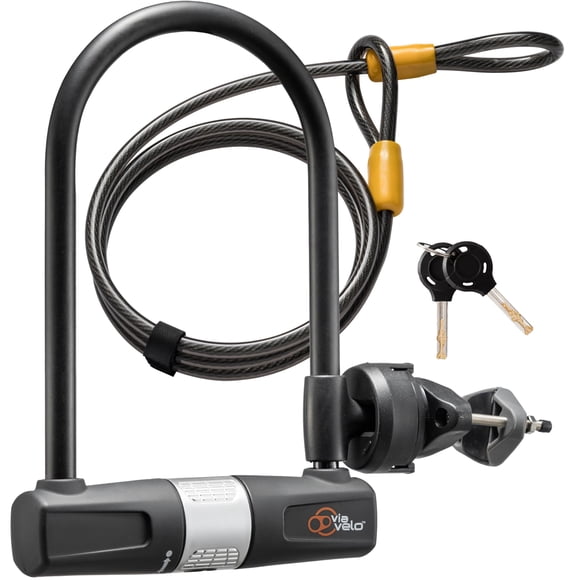 Candado en U para bicicleta con cable a través de Velo Heavy Duty Bike Lock