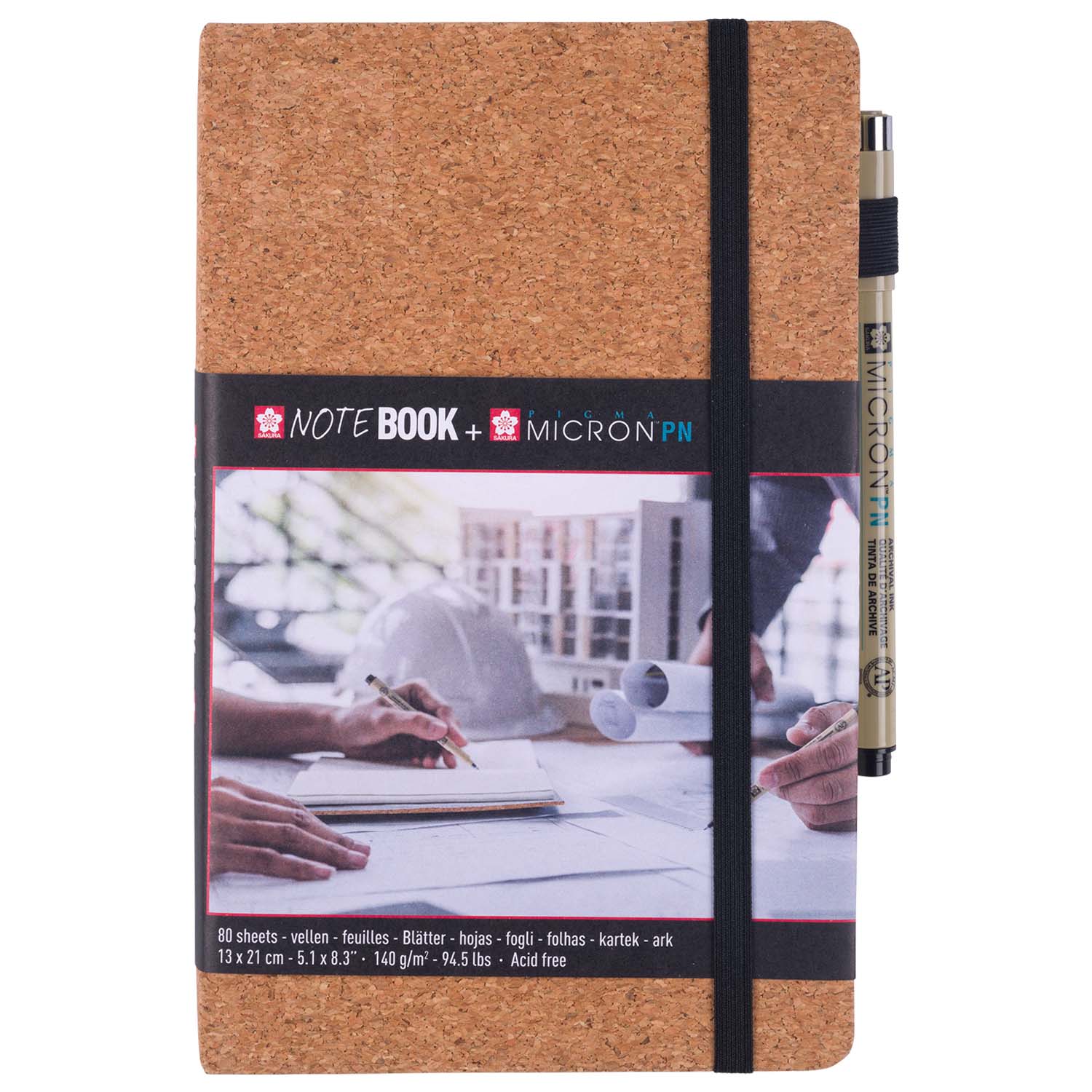 Sakura - Sketchbook Hoja Blanca 21X13Cm Corcho + Pigma Micron Pn