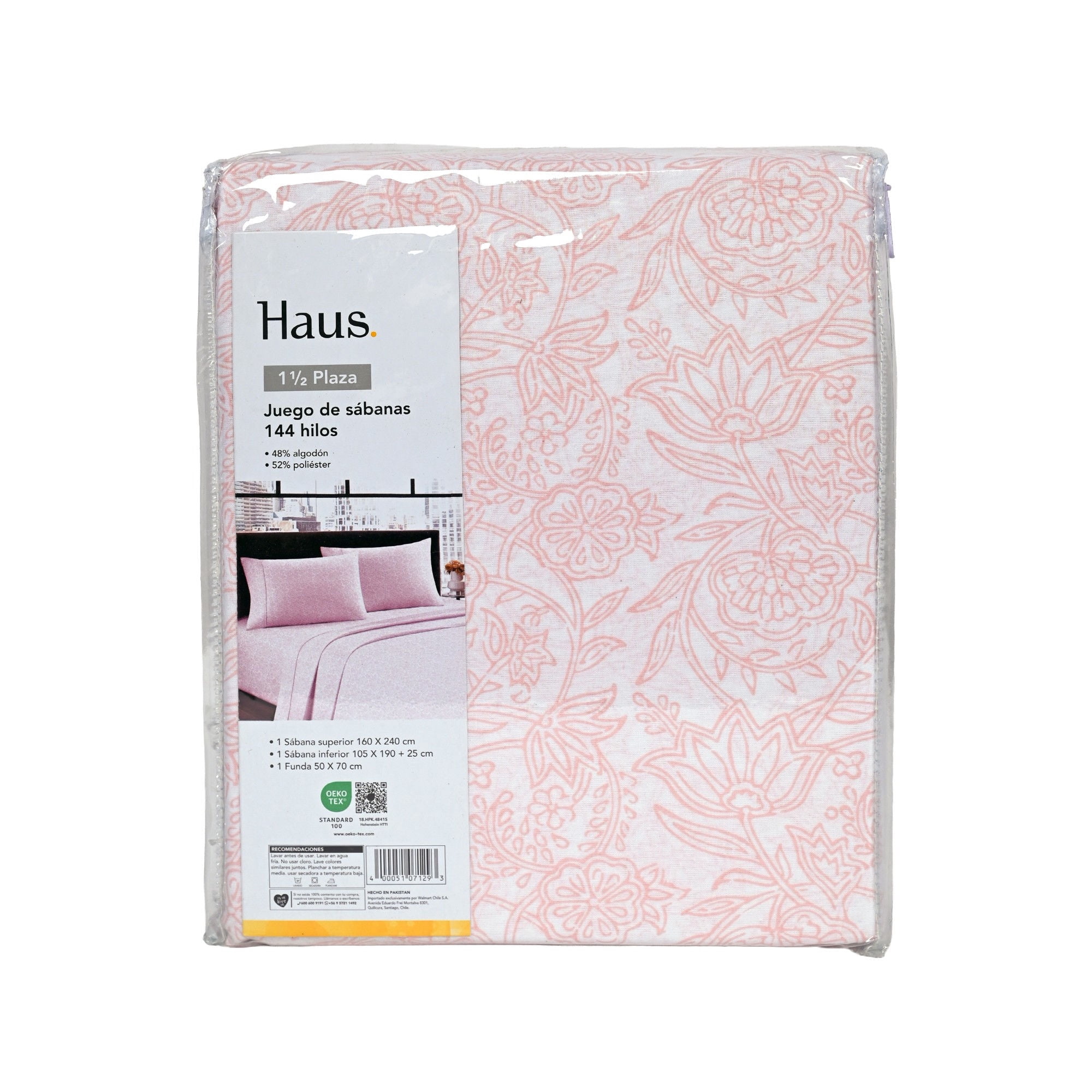 Haus - Juego De Sábanas 1.5 Plaza 144 Hilos Poliester