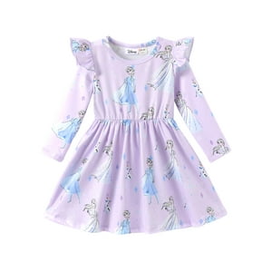 Vestido Para Niños Pequeños Disney Frozen Elsa A-Line De Manga Larga 4-5T