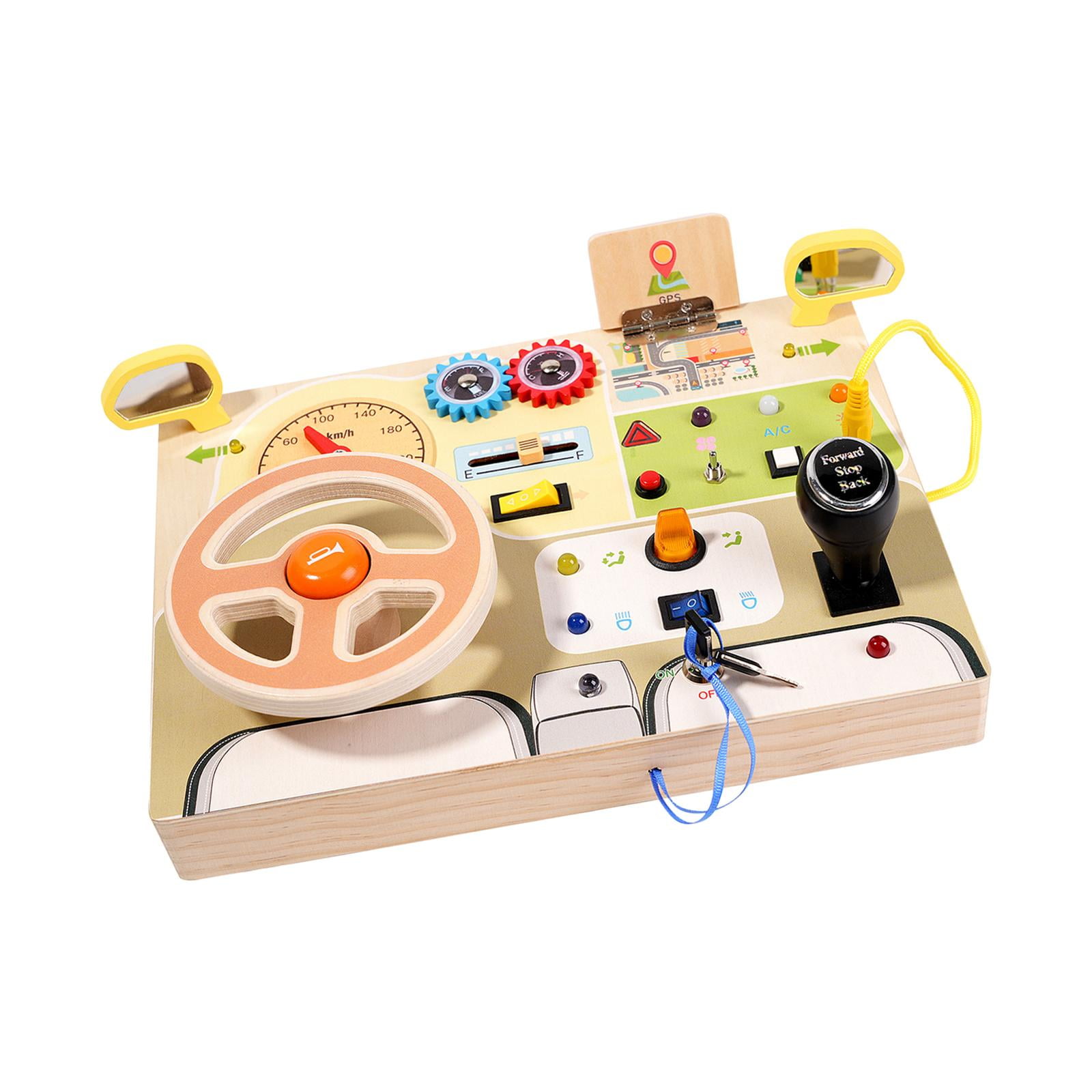 Bothyi - Tablero Sensorial De Madera Con Luces Led Montessori Para Niños Pequeños De 1 A 3 Años Que Viajan