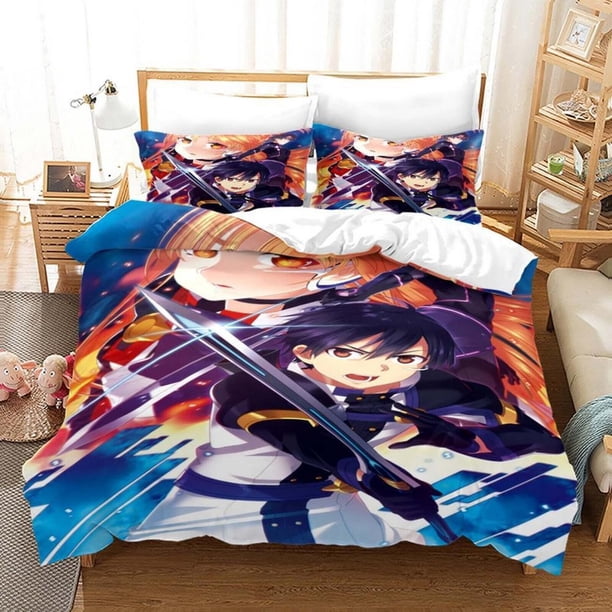 Sword Art Online Anime3 Quilt Duvet Cover Set Kids Super Comforter Cover3-Piece Bedding Set