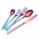 thumbnail image 2 of 5x Juego De Cubiertos De Vajilla Brillante Cuchillo Cuchara Tenedor Cubiertos Arco Iris, 2 of 5