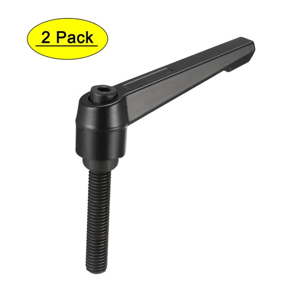 Uxcell M10 x 50mm Manija de Palanca de Sujeción Ajustable Métrica con Espárrago Negro 2 Paquetes