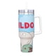 thumbnail image 2 of Gildo Vaso aislado de acero inoxidable con asa, diseño temático, regalo para familia, amigos y fans; incluye pajita y encaja en el portavasos estándar, 40 oz, 2 of 6
