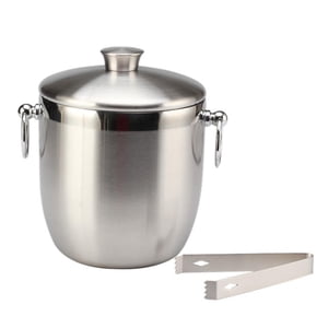 Magideal - Cubitera De Material Acero Inoxidable, Con Pinzas Para Contenedor De Cubitos De Refrigeración , Bebidas Refrigeradas, Cerveza, Champán