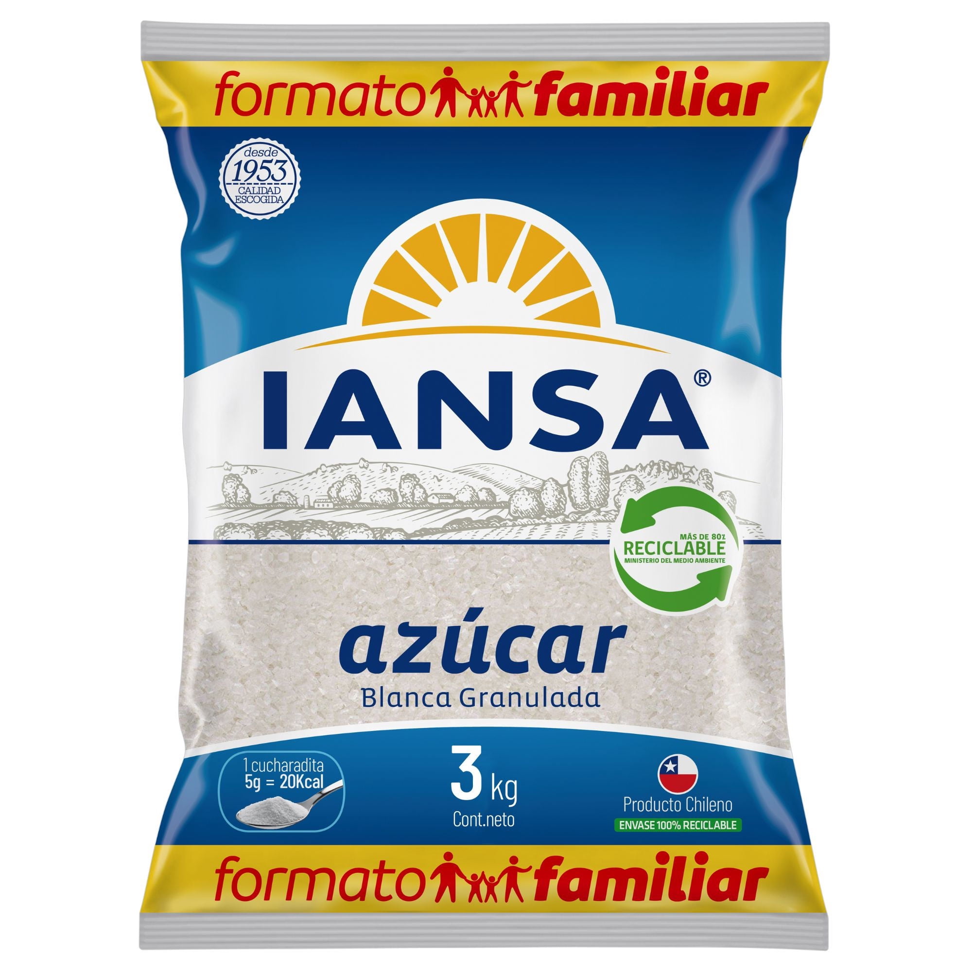 Azúcar Blanca Granulada Bolsa 3 Kg Iansa