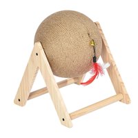 Ioensy - Pelota Rascadora Para Gatos, Soporte De Madera Resistente En Forma De V Para Gatitos De Interior