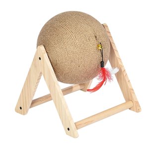 Ioensy - Pelota Rascadora Para Gatos, Soporte De Madera Resistente En Forma De V Para Gatitos De Interior