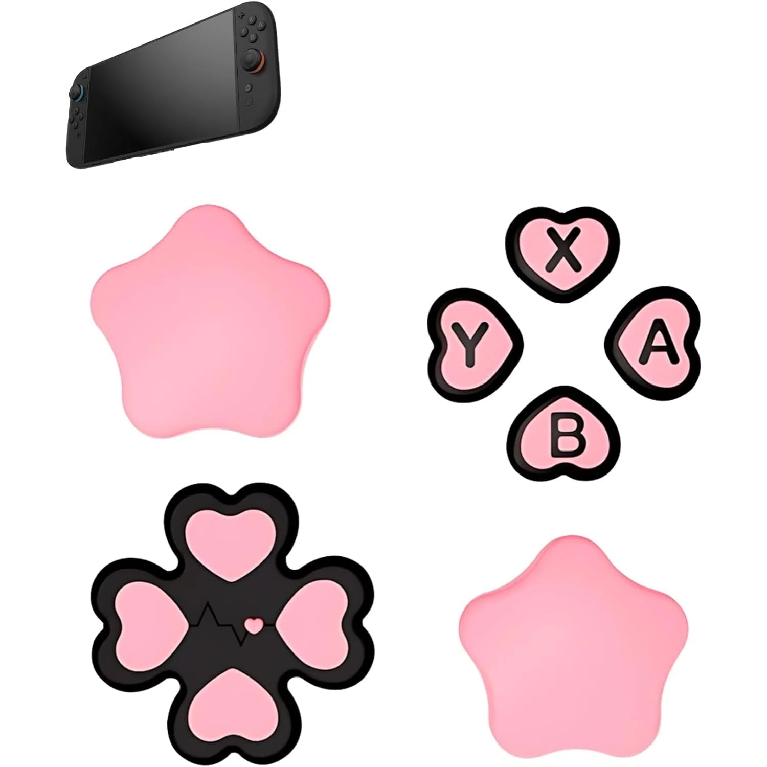 Thumb Grips Aaronmei Para Switch 2 Pack De 4 Rosa Negro