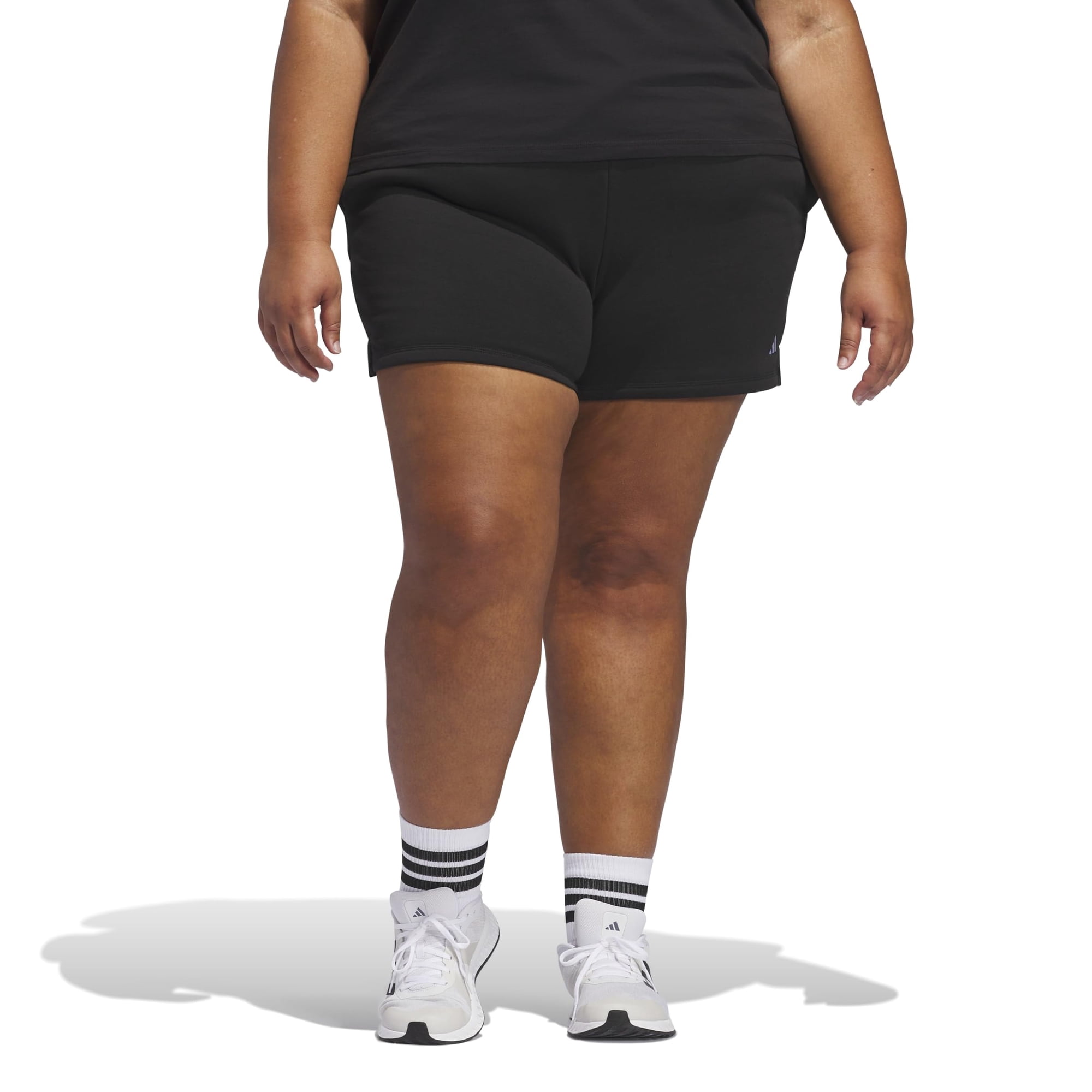 Pantalones Cortos Adidas De Forro Polar Con Logotipo Pequeño Para Mujer, Color Blanco Y Negro