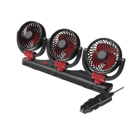 Magideal - Ventilador Plegable De 3 Cabezales Para Coche, Giratorio 360 Grados, 2 Velocidades, Accesorios Fáciles De Instalar Red 24V