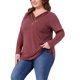 thumbnail image 4 of Agnes Orinda Conjuntos de Halloween Blusas Túnica de Talla Grande para Mujeres Camisa de Manga Larga con Cuello en V y Botones para Otoño Blusa Suelta 2X Burdeos, 4 of 6