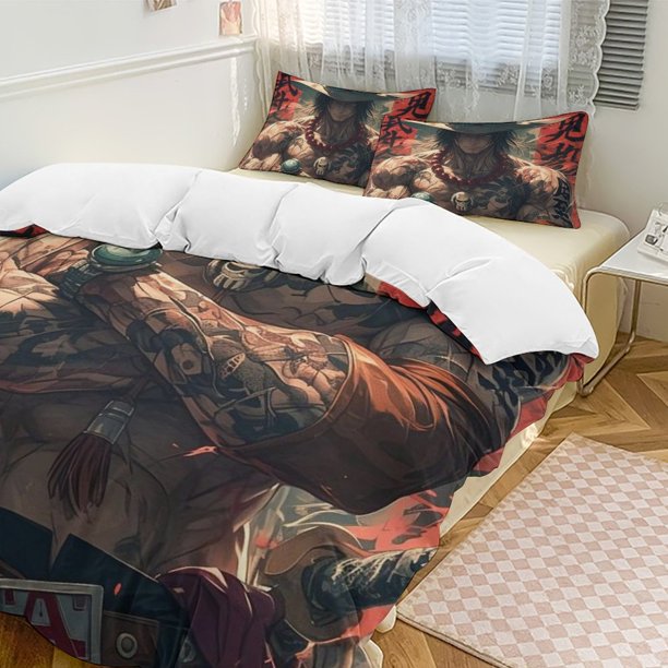 PortgasD Ace Bed Duvet Cover Funny Anime Cartoon Bedding Sets Lightweight 3 Piece Comforter Sets
