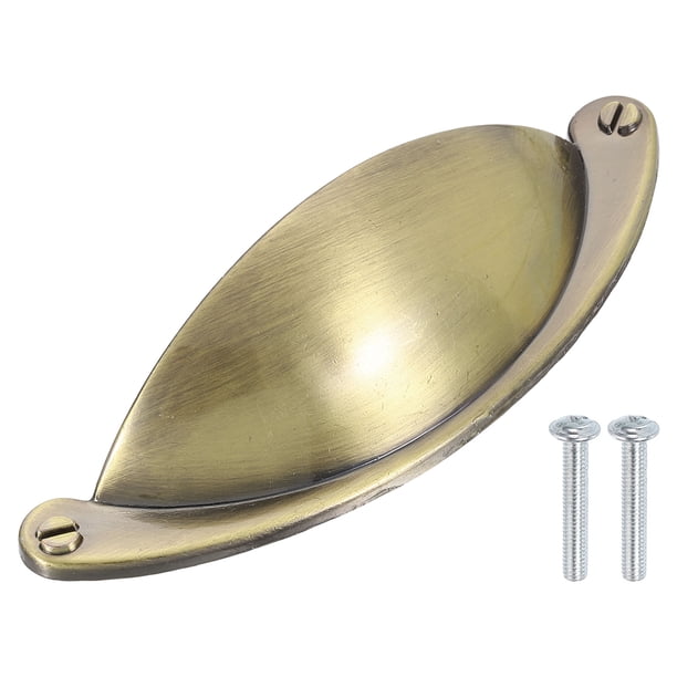 Tiradores de Cajón, 1Pcs 2-1/2" - Tiradores de Copa Cepillados de Aleación de Zinc con Tornillos, Manijas de Hardware para Gabinetes Tiradores de Concha para Baño Cocina (Bronce Retro)