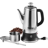 Cafetera Eléctrica Vevor, 12 Tazas, Acero Inoxidable 304