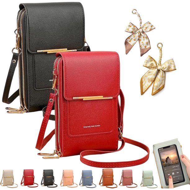 Bolso bandolera mujer pantalla táctil cuero RFID cartera cruzada antirrobo correa hombro