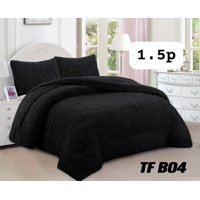 Aladdins Shop - Cobertor De Invierno Texturizado Con Chiporro 1,5 Plaza Diseño Flor Negro