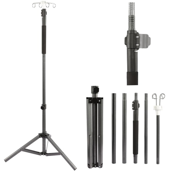Soporte IV Crilealym 117-216 cm con 4 Portabolsas Portátil