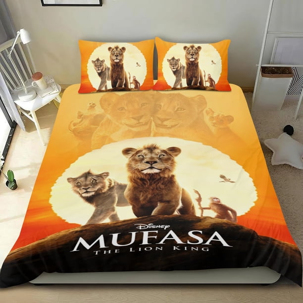 Mufasa Conjunto de sábanas temático, trío de piezas, cómodo y amigable con la piel, diseño único, regalo de decoración para el hogar para familiares, amigos y fans, 90 cm * 190 cm