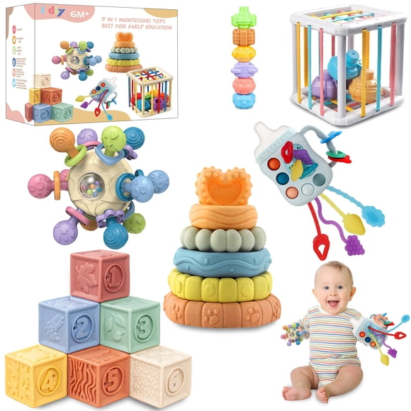 Juguetes Montessori para bebés y bricolaje de 6 a 18 meses con cuerda para tirar y más