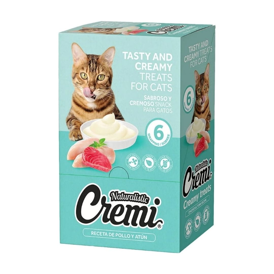 Cajita Naturalistic Cremi Gatos Pollo Y Atún (30 Tubitos)