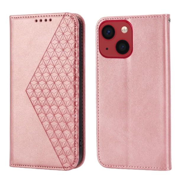 Funda Flip FOXDOCK para iPhone 13 Pro Max , Estilo Billetera con Diseño Rombo, Correa de Mano y Soporte, Uso Diario