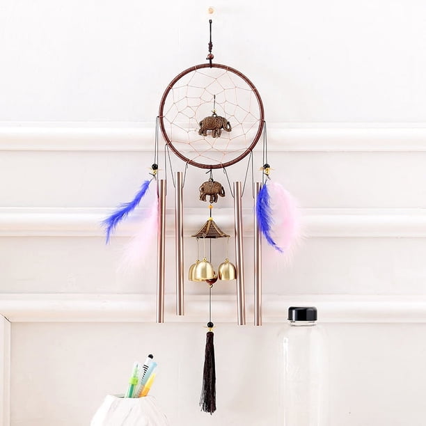 Copper Love Feather Colorful Dream Catcher Birthday Gift Handmade Wind Chime Pendant Metal Puff Dream Net Home Decoration
