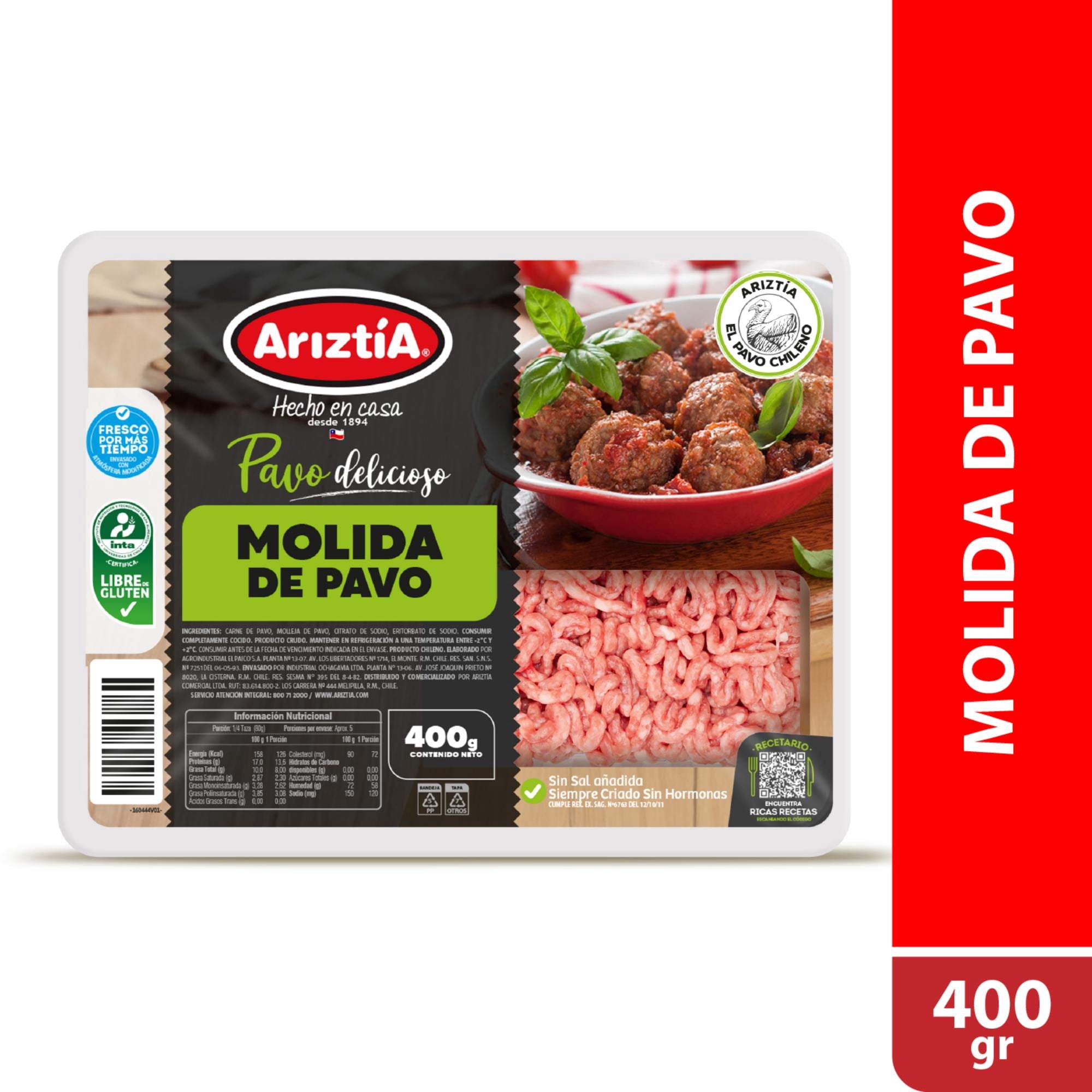 Carne Molida De Pavo Envasada 400 g Ariztia