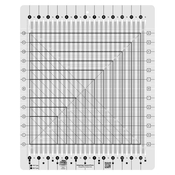 Creative Grids Stripology Squared Slotted Quilting Ruler CGRGE2