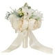 thumbnail image 2 of Flores De Peonía Artificiales Blancas Ramos De Boda Toss Bouquet Ribbon Tassel, 2 of 3