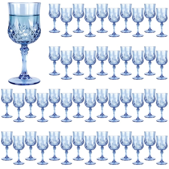 Juego de 48 vasos de vino LEYIQU 200 ml estilo vintage azul