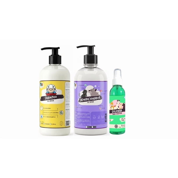 Shampoo + Acondicionador De Avena 1 Litro + Colonia Mascotas