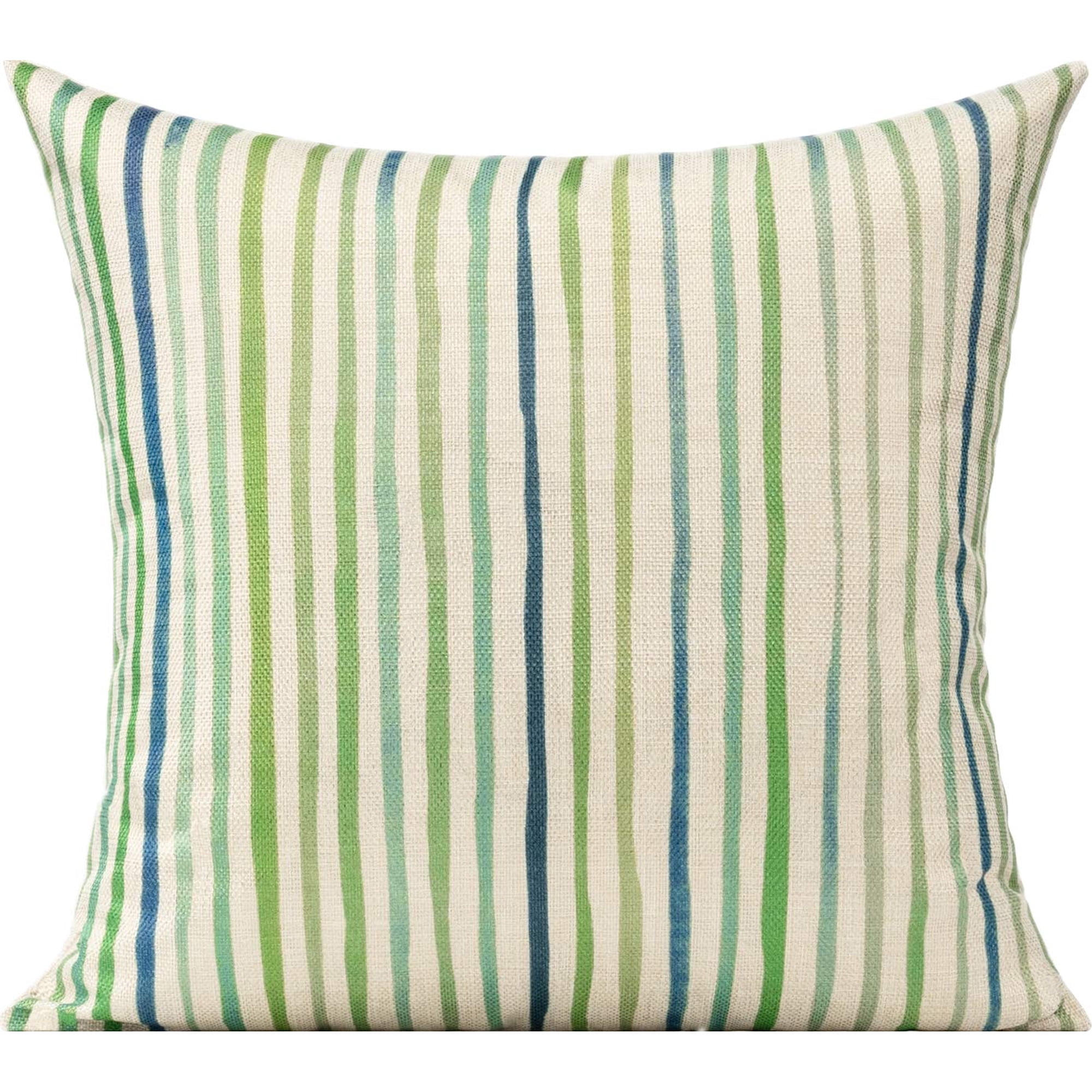 Hogarly - Funda De Cojín 45x45 Cm Hojas Tropicales Rayas Verdes