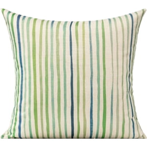 Hogarly - Funda De Cojín 45X45 Cm Hojas Tropicales Rayas Verdes