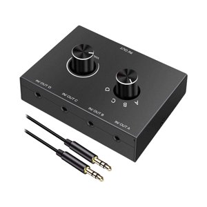 Magideal - Interruptor De Audio De 3,5Mm, Caja De Conmutador De Audio Profesional Portátil, Selector De Audio Aux Estéreo, 1, Compacto Para Auriculares Y Te
