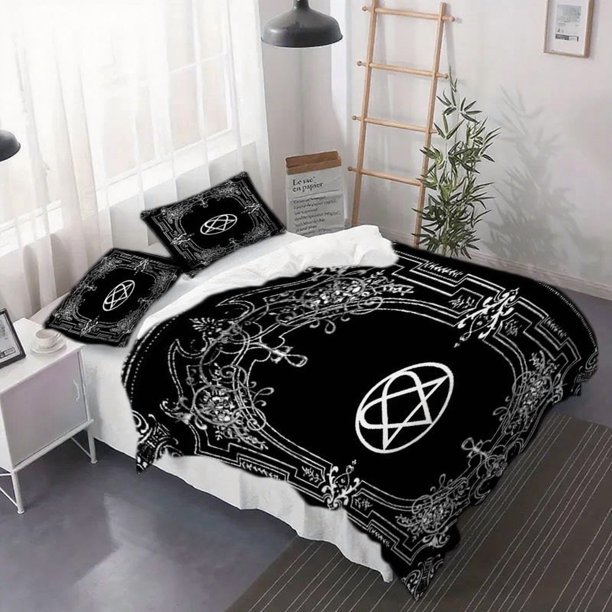 3pcs Heartgram Print Bedding Set Soft Duvet Cover and Pillowcases