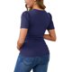 thumbnail image 3 of INSPIRE CHIC Blusa de maternidad para mujer de punto acanalado con mangas cortas abullonadas, camiseta fruncida para sesión de fotos de ducha, M Azul Marino, 3 of 5