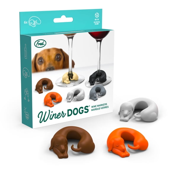 Marcadores de bebidas originales Fred Fred WINER DOGS Dachshund x6