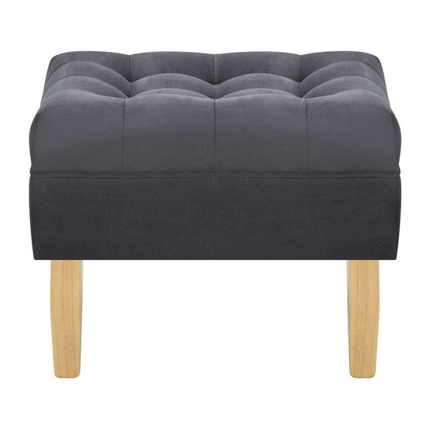 Pouf Wood 1c Felpa 05 Gris