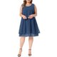 thumbnail image 2 of Agnes Orinda Vestido Midi Sin Mangas de Chifón en Tallas Grandes para Mujer y Cárdigan de Manga Larga Abierto al Frente Elegante Conjunto de Vestido Formal de Boda de 2 Piezas 1X Azul Marino, 2 of 6