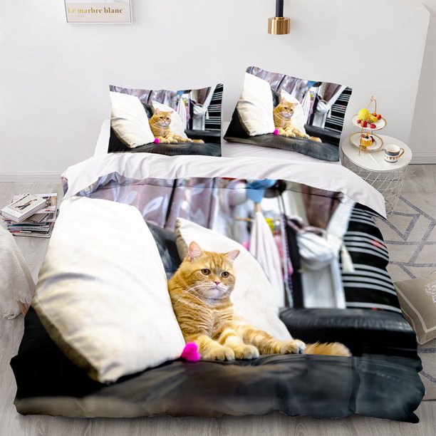 Black cat Bedding Set Single Twin Full Queen King Size Cute cat Bed Set Aldult Kid Bedroom Duvetcover Sets Pet Bed Sheets