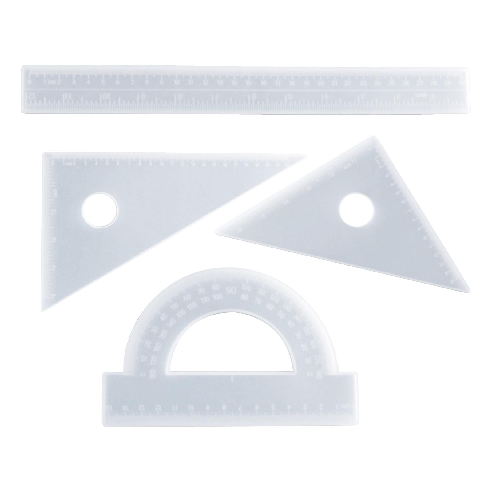 Magideal - Juego De Geometría De Resina De Regla De 4 Piezas Fundición Con Triángulo, Transportador, Juego De Regla De Ángulo Con Escala Para Kit De Matemá