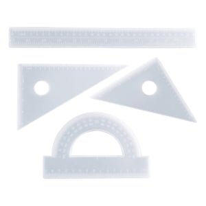 Magideal - Juego De Geometría De Resina De Regla De 4 Piezas Fundición Con Triángulo, Transportador, Juego De Regla De Ángulo Con Escala Para Kit De Matemá