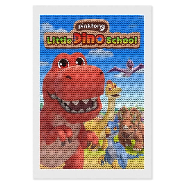 Escuelita de Dinosaurios Kits de Pintura de Diamantes para Adultos 5D DIY Diamond Art Kits Full Drill Diamond Dots para Regalo Decoración de Pared y Relajación Artes de Gemas 20*30cm