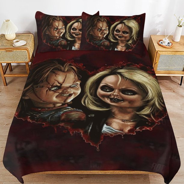 Chucky Bed Duvet Cover Microfiber Bedding Sets 3D Printed Lightweight 3 Piece Comforter Sets for Adlut Boys Girls