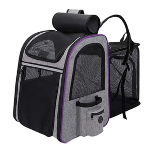Ioensy - Mochila Transportadora Para Perros Y Gatos, Transportadora Expandible Para Andar En Bicicleta, Viajar, Senderismo, Gris Violeta