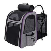 Ioensy - Mochila Transportadora Para Perros Y Gatos, Transportadora Expandible Para Andar En Bicicleta, Viajar, Senderismo, Gris Violeta